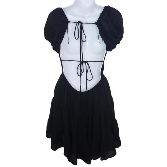 Princess Polly Women's Sz 4 Black Danny Mini Tiered Ruffled Dress(1803) - Picture 2 of 7